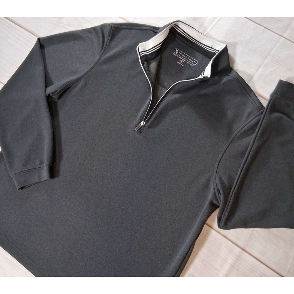 Pebble Beach Mens Medium Dry Luxe Performance 1/4 Zip Golf Pullover Charcoal Top